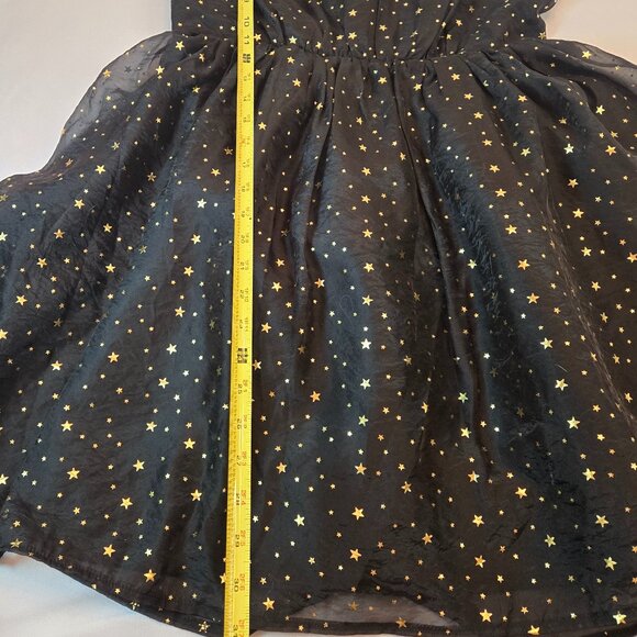 ALLEGRA K Party Metallic Stars Mini Dress/ Spaghetti Strap Sz: L Black/Gold - Picture 11 of 15